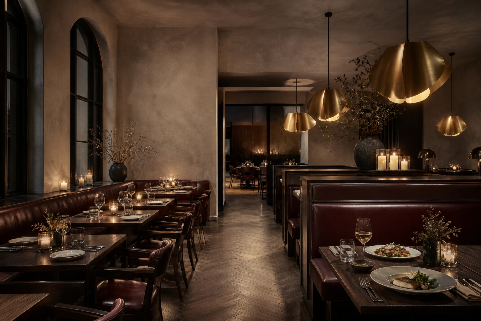 Warmer Speiseraum der Brasseria Mohnblatt